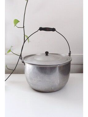 Vintage Jewel Aluminum Pot With Lid & Wooden Handle - Made In Ohio USA